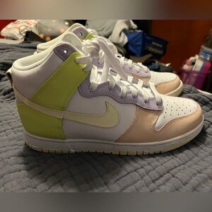 Nike Dunks White and Lime Sneakers